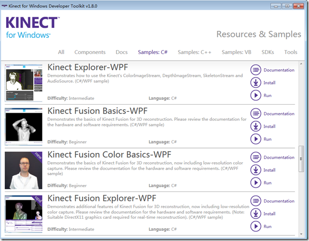 kinect developer toolkit